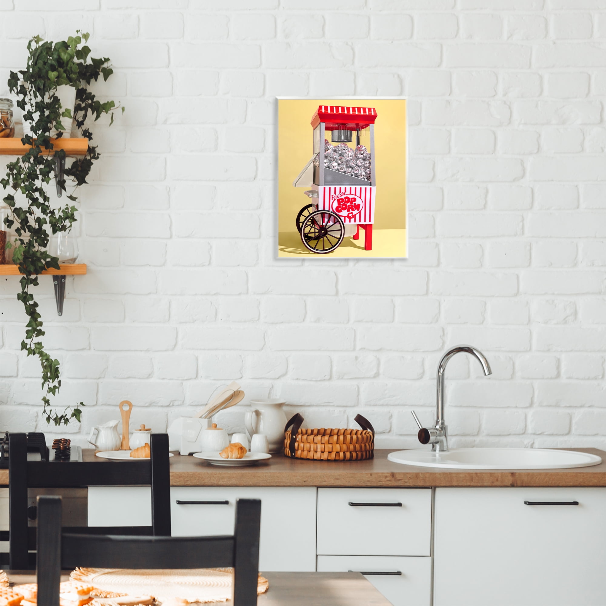Stupell Industries Disco Popcorn over Yellow Wall Plaque Art, design by LISH Creative