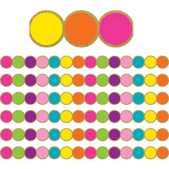Teacher Created Resources Confetti Circles Die-Cut Border Trim, 35 Feet Per Pack, 6 Packs