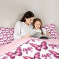 thumbnail image 4 of Erosebridal Cartoon Butterfly Pattern 7-Piece Bedding Comforter Set,Pink Bowknot Glitter Print King Bedding Sets For Girls,Reversible, 4 of 7
