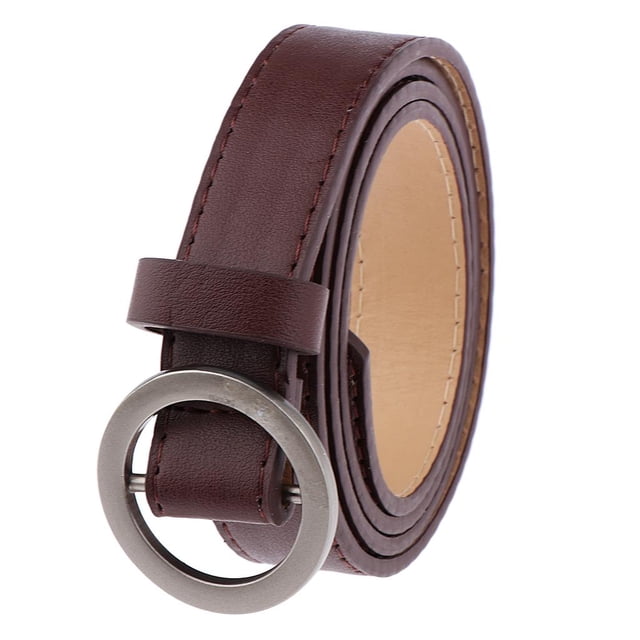 Cinturón Soledad de Cuero Sintético con Hebilla Metal Banda para la cintura delgada café para Mujer