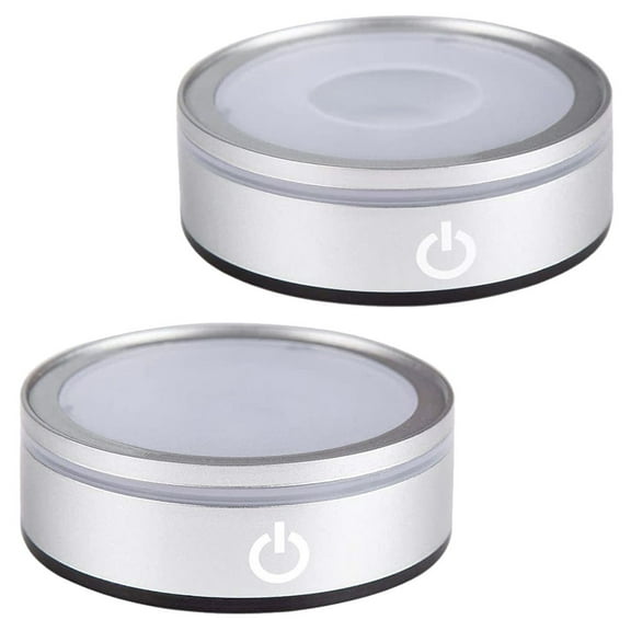 LITINKIMI 2Pcs Silver Plastic LED Crystal Ball Lamp Base for Multi-mode Color Changing Home Decoration