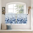 thumbnail image 2 of Blue Blooms Floral Tier Curtains 24 Inch Length, Spring Flowers Botanical Blue Ombre Cafe Short Curtains for Bathroom Over Sink, Small Kitchen Curtain Light Filtering Drapes 2 Panels 27.5"Wx24"L, 2 of 8