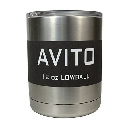 12 oz Stainless Steel Lowball Cup with Lid for Coffee Beer or Mixed Drinks - Double Walled and Vacuum
