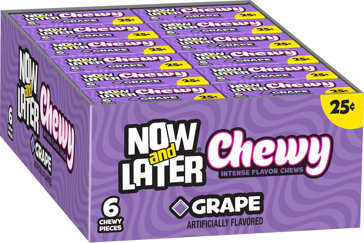 Now and Later, Grape Chewy Candy, 0.93oz (Box of 24)