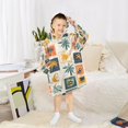 thumbnail image 6 of FORMRS Wearable Blanket Hoodie with Sleeves for Kids Cozy Flannel Sweatshirt, Beige Playful Stamp, 6 of 7