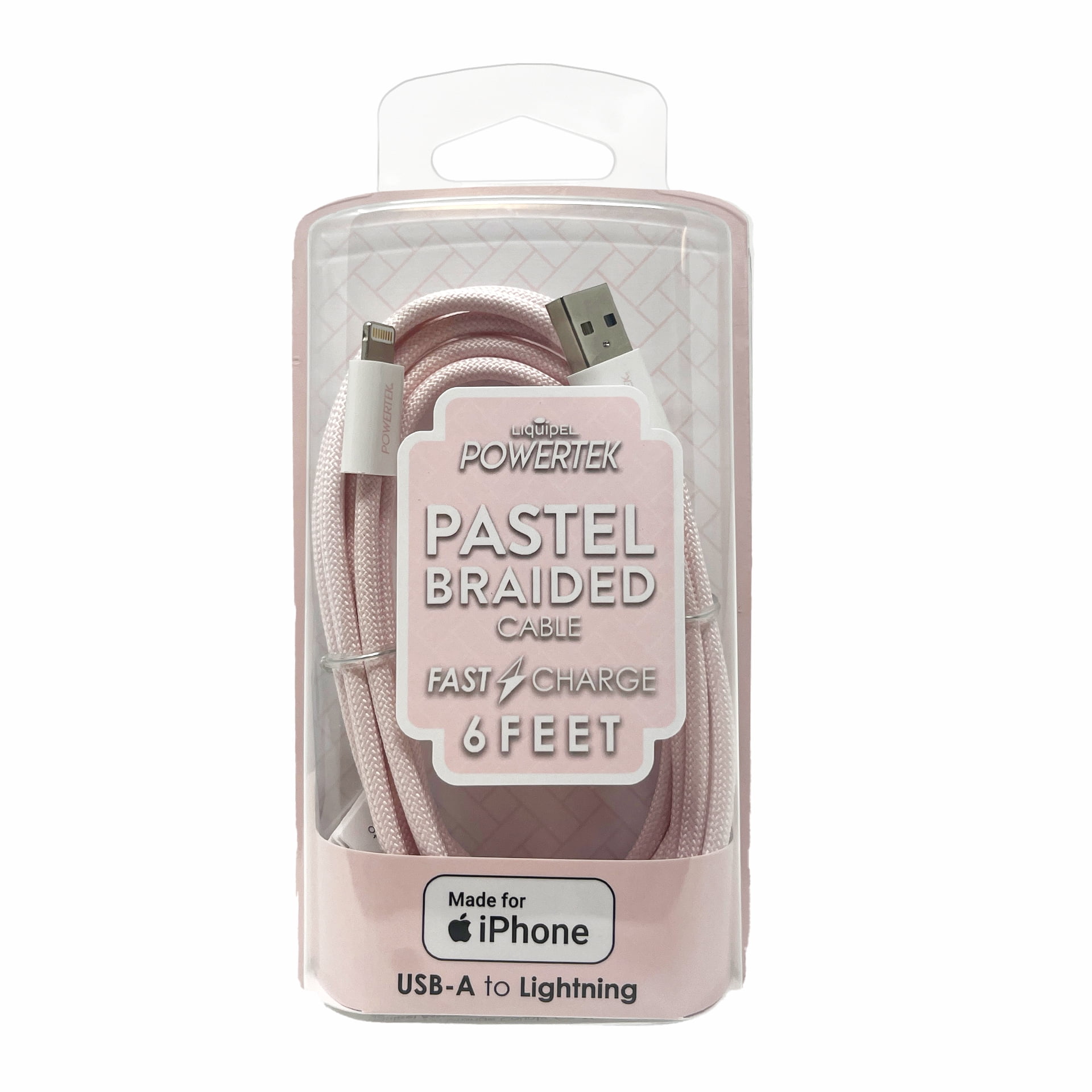 Liquipel Powertek Pastel Braided USB-A to Lightning - Light Pink