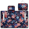 thumbnail image 4 of COEQINE US Flag Golf Cart Seat Towel Quilted Protective Cover with Carrying Handle, Universal Fit with Front Pockets, Fits for Most 2 Seats Club Car Patriotic Decor, American Flag Flower Heart, 4 of 8