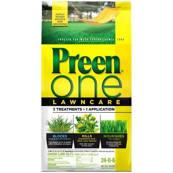 Preen One Lawncare, 18 lb bag covers 5,000 sq ft
