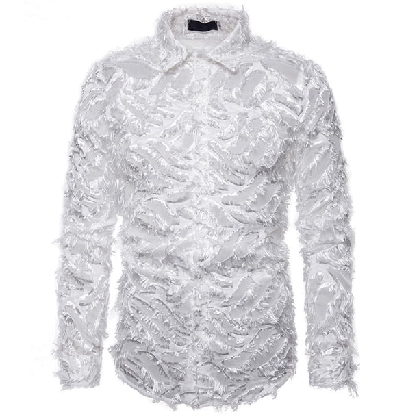Blusa Superior de Camisa Descubierta Con Plumas Tridimensionales Hechas A Mano Para Hombres Odeerbi ODB-6