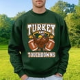 thumbnail image 2 of Mens Warm Sweatshirts Solid Color Crew Neckleter Turkey Pattern Printed Mes Activewear,Army Green,XL, 2 of 4