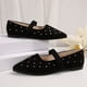 thumbnail image 5 of Negro Vestido Zapato Encajes de las Mujeres Más-Tamaño de Color Sólido Strass Punteado Pie Plana Mochilas, Zapatos de Corte Bajo Casual, 5 of 8