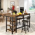 thumbnail image 2 of Furlinkhm Bar Dining Table Set for 2, 3 Piece Bar Table and Chairs Set, Kitchen Counter Height Dining Table Set, Small Kitchen Bar Table with Storage, Breakfast Nook Set for Small Space, Rustic Brown, 2 of 8