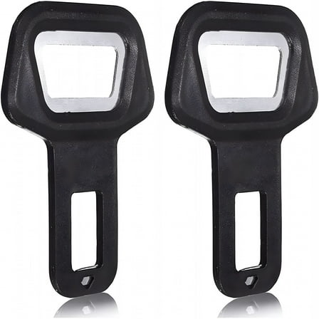 MELIVO Seat Belt Buckle with Bottle Opener, Pack of 2, Seat Belt Connector in Black, For All Car Brands, Car Belt Buckle Clip
