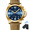 blue&gold, variant on Leather Strap Men's Luxury Sports Waterproof Luminous Date Chronograph Quartz Watch