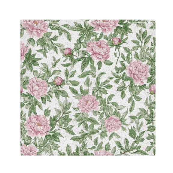 WOBOGO Pink Peonies Pattern Cloth Napkins 1 Piece Soft Elegant Touch Durable Absorbent Quick Drying for Elegant Dining