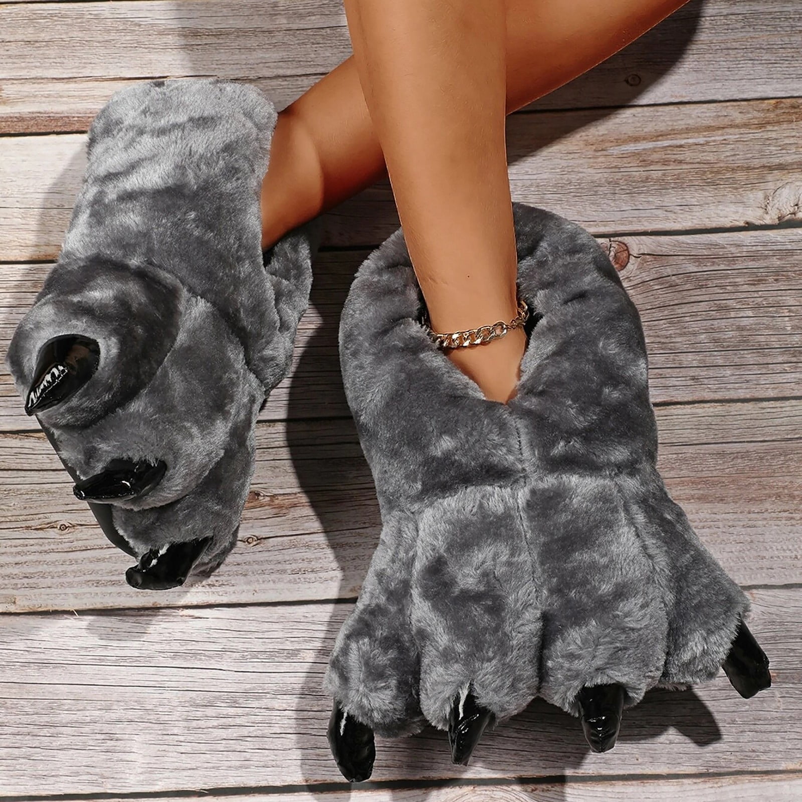 Fuzzy For Women And Men Cute Warm Cotton Plush Home Slippers Indoor Creative Claw Slippers - Walmart.com