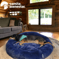 thumbnail image 2 of Camita Bienestar Cama Redonda Antiestrés para Perros Doble Vista Memory Foam Grande 100cm - Azul, 2 of 2