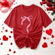 thumbnail image 2 of Primavera Top Mujeres Moda Casual Nueva Cinta de Arco Impresa Cuello Redondo Camiseta de Manga Corta, Camiseta de Cuello Tripulado, 2 of 8