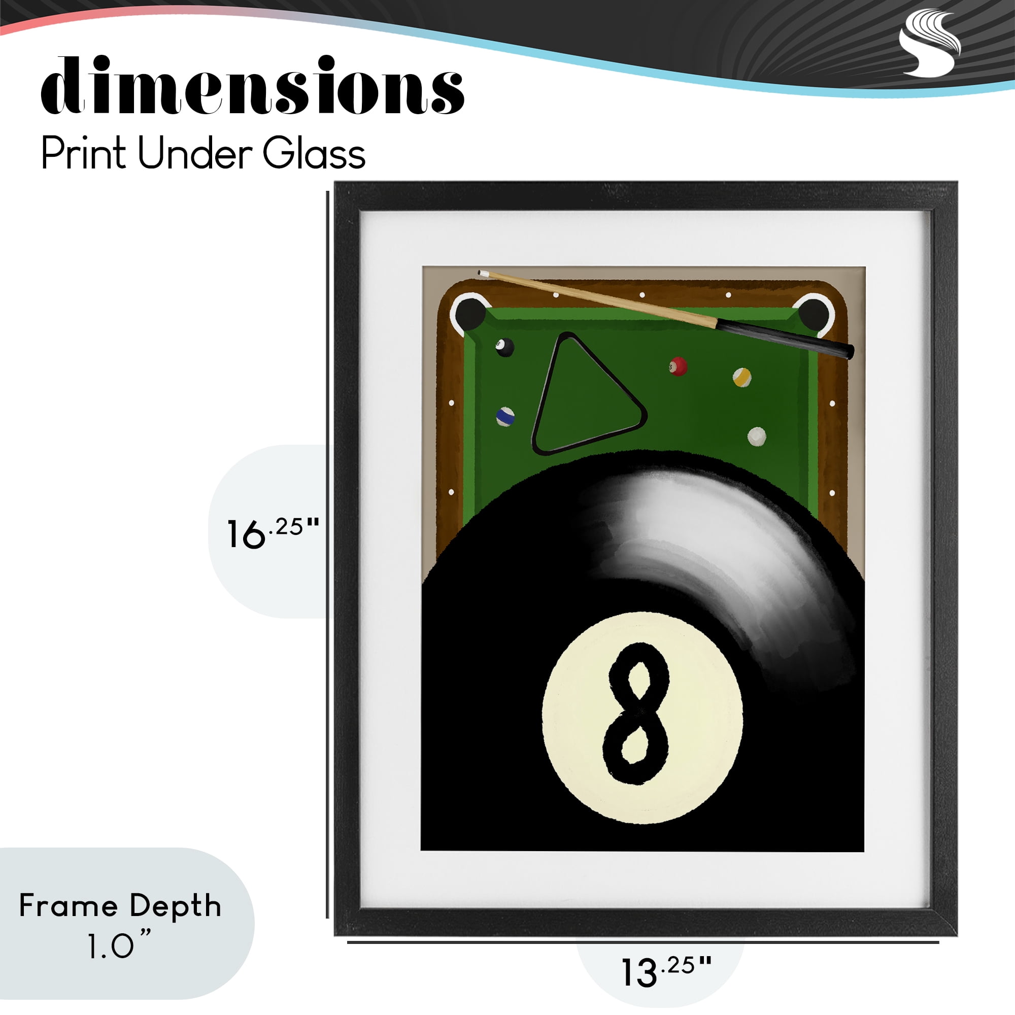 Stupell Industries Billiard Table & Balls Black Framed Print Under Glass, design by Jennifer Stith