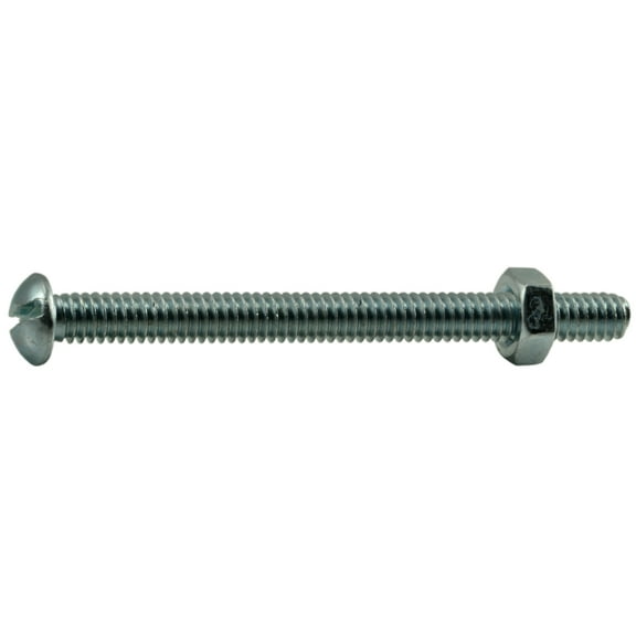 1/4"-20 x 3" Zinc Slotted Round Head Machine Screws (6 pcs.)