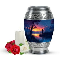 Yatskia Sunset Fishing Small Urns for Human Ashes Keepsake, Cremation Burial Urns for Human Ash, Little Keepsake Urn for Ashes Adult Male, (Monar Pack of 1, 3 Inch)