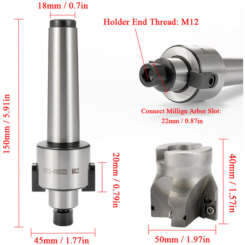 thumbnail image 5 of Para máquinas herramientas CNC MT3-FMB22 M12 Fresa con insertos de carburo Herramientas de torno Kuyhfg Sin marca, 5 of 5
