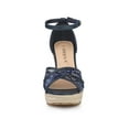 thumbnail image 6 of BLISSFUL STEP Women's Espadrille Wedge Heel Wedge Sandals Deep Blue 7, 6 of 7