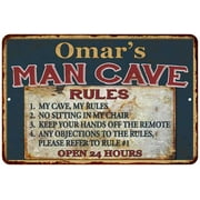 Omar's Man Cave Rules Chic Rustic Green Sign Home 8 x 12 High Gloss Metal 208120049054