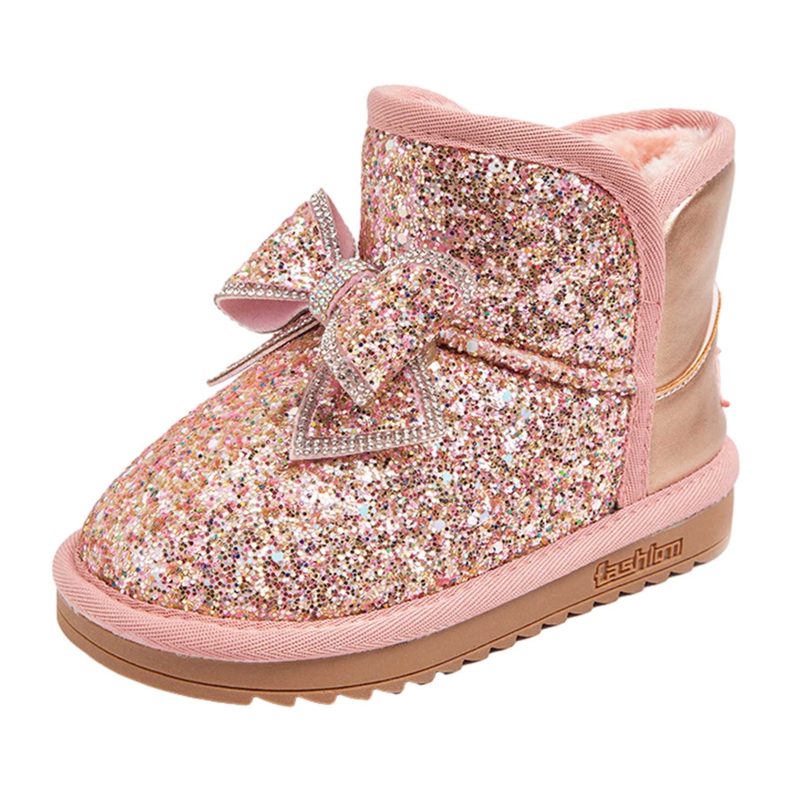 Nijnfcloth Toddler Girl Boots children Boots Girls Boots Autumn Winter Single Boots High Boots Bow Fashion Outwear girls Boots Size 5.5 6 Years Pink 5