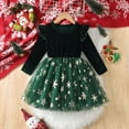 thumbnail image 2 of IVEYRTF Girls Solid Color Long Sleeve Round Neck Sleeve Dress Princess Party Performance Childrens Formal Wear Dress for Holiday Celebrations Birthday Festive Events(Green#3,7-8 Years), 2 of 9