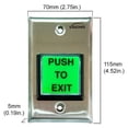 thumbnail image 3 of Visionis 6 Pack FPC-7493 VIS-7000 Green Square Push to Exit Button Stainless Steel for Door Access Control with LED Light, NC, COM and NO Outputs, 3 of 4