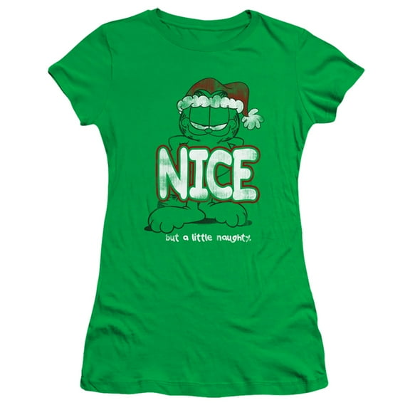 Garfield A Little Naughty S/S Junior Women's T-Shirt Sheer Kelly Green