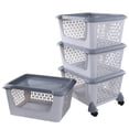 thumbnail image 7 of Anbers 4-Tier Stackable Storage Baskets with Rolling Wheels, Plastic Stacking Baskets, 7 of 7