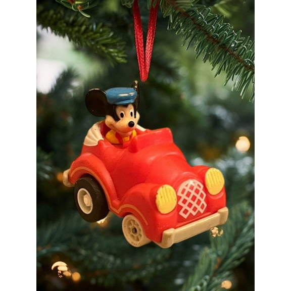 Ornament Mickey Mouse in Mini Red Car Toy Vehicle Figure Figurine Charm Disney