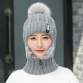 thumbnail image 6 of Women One Piece Slouchy Fleece Beanie Hats Scarf Mask Warm Winter Knitted Hat Thick Skull Ski Cap, 6 of 8