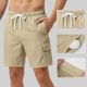 thumbnail image 4 of Pantalones Cortos para Hombre de Cintura Elástica con Bolsillos Secado Rápido Multi Bolsillo Pantalones de Natación Playa, 4 of 5