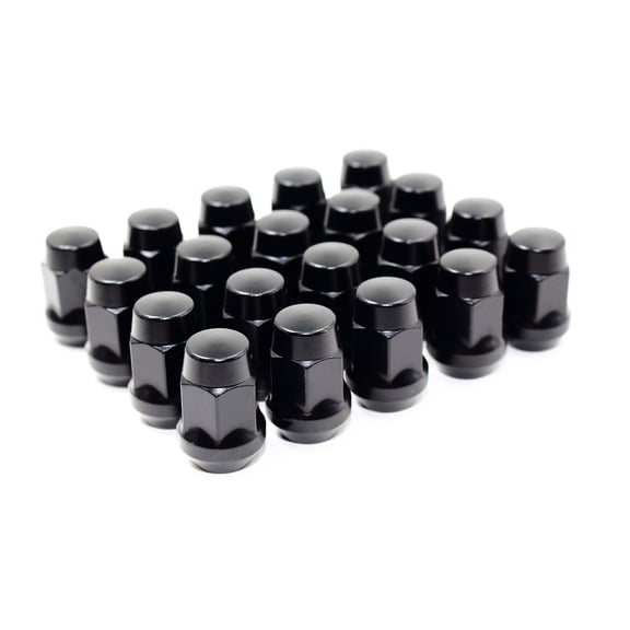 Set of 20 Veritek 12x1.25mm 1.4" 35.5mm Overall Length 3/4 19mm Hex 1 Piece Black Acorn Bulge Conical Seat Lug Nuts