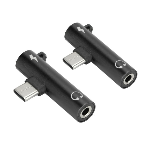 USB 2pcs USB C A 3.5 mm Adaptador de audio 2 en 1 Carga de audio USB C A Audio Jack ABS USB C A Audiojack para la Tableta del Teléfono