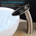 thumbnail image 2 of Wovier Brushed Nickel Waterfall Bathroom Sink Faucet with Supply Hose,Single Handle Single Hole Vessel Lavatory Faucet,Slanted Body Basin Mixer Tap Tall Body Commercial, 2 of 7