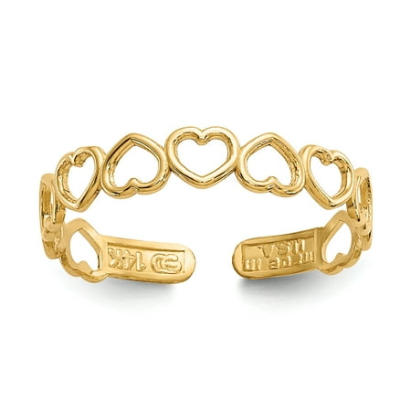 Twinkle 14k Toe Ring - 14K Yellow Gold Women's Hearts Toe Ring