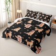 thumbnail image 3 of Manfei Kawaii Golden Retriever Quilt King, Cute Dog Lover King Coverlet Set, Black Gold, 3-Piece, 1 Bedspread and 2 Pillowcases, 3 of 7