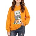 thumbnail image 4 of Qingpeng Girls Cartoon Cat Print Hoodie Long Sleeve Pullover Casual Hooded Sweatshirt for Fall, 4 of 7