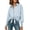 Blue, variant on Striped Button down Shirts for Women Smocked Puff Cuff Blouses with Pockets Loose Office Work Long Sleeve Tops S