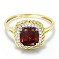thumbnail image 3 of Gem Stone King 10K Yellow Gold Red Garnet and White Diamond Women Engagement Ring (2.02 Cttw, Cushion Cut 7MM, Available in Size 5, 6, 7, 8, 9), 3 of 7