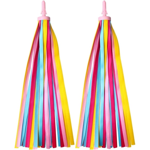 1 Paire de Rubans à Franges pour Guidon pour Vélo d'Enfant, Ruban pour Poignées de Trottinette/bicyclette (Multicolore)