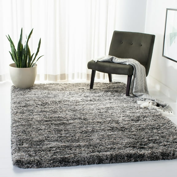 SAFAVIEH Iceland Hannah Abstract Shag Area Rug, Grey/Dark Grey, 9' x 12'