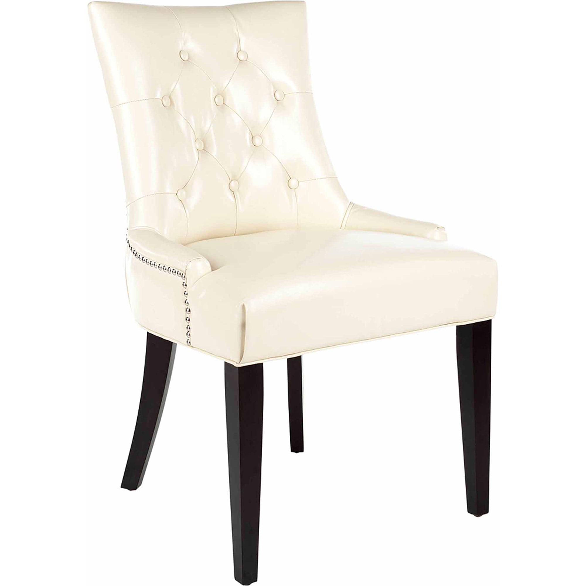 SAFAVIEH Abby 19"H Tufted Side Chair, Flat Cream, Set of 2