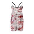 thumbnail image 4 of Bjutir Womens Pajamas Set Printed Strap Top Shorts Home Sleepwear 2 Piece Set Sleepwear White, 4 of 6