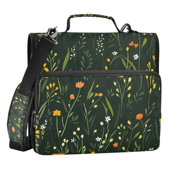 ALAZA Zipper Binder Leaf Flower 3 Ring Trapper Keeper File Folder Organizer Bag