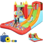 Veeboto Inflatable Bounce House with 370W Blower, Large Bouncy Castle with Slide & Bouncing Area, Climbing Wall, Jumping House for 3-10 Years Kids